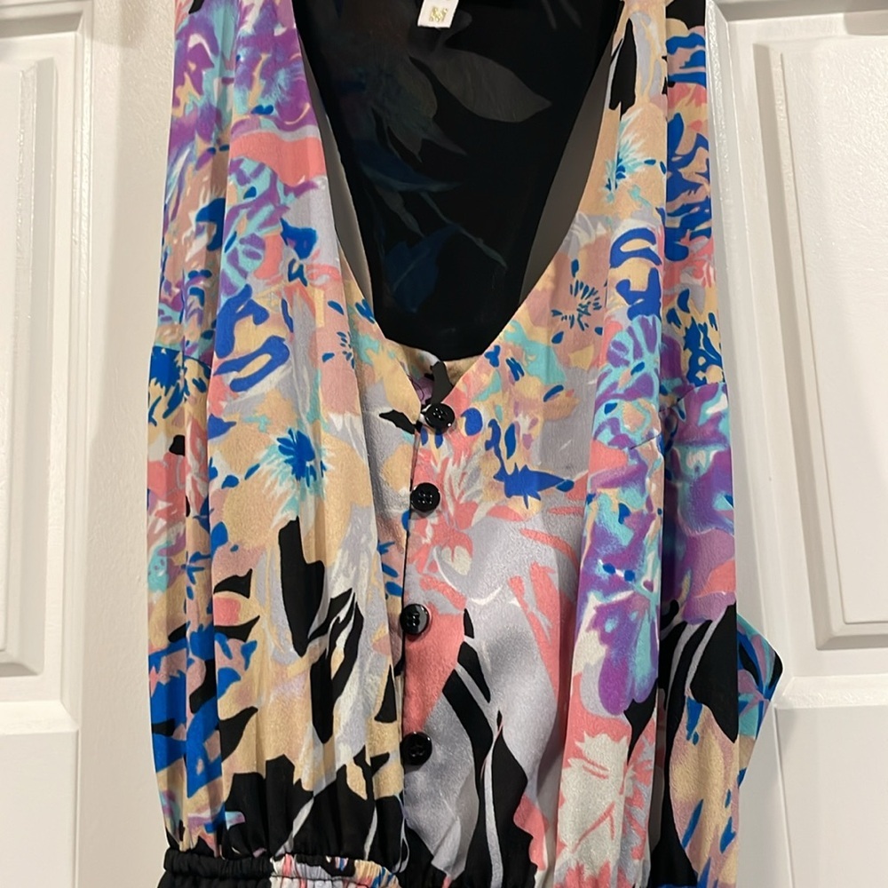 Yumi Kim Black and Blue Floral Maxi Dress - Picture 4 of 8